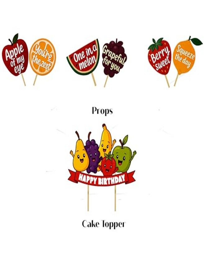 Just Party Fruits Theme Party Decoration - 37 pcs Happy Birthday Decoration Kit for Kids | Fruits Theme Birthday Decoration Items for Boys & Girls|Includes Props, Theme Banners, Cake Topper, Glue Dots - Image 4